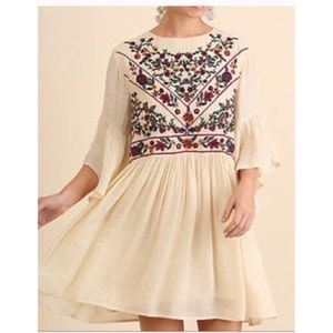 Umgee Baby doll peasant style embroidered dress